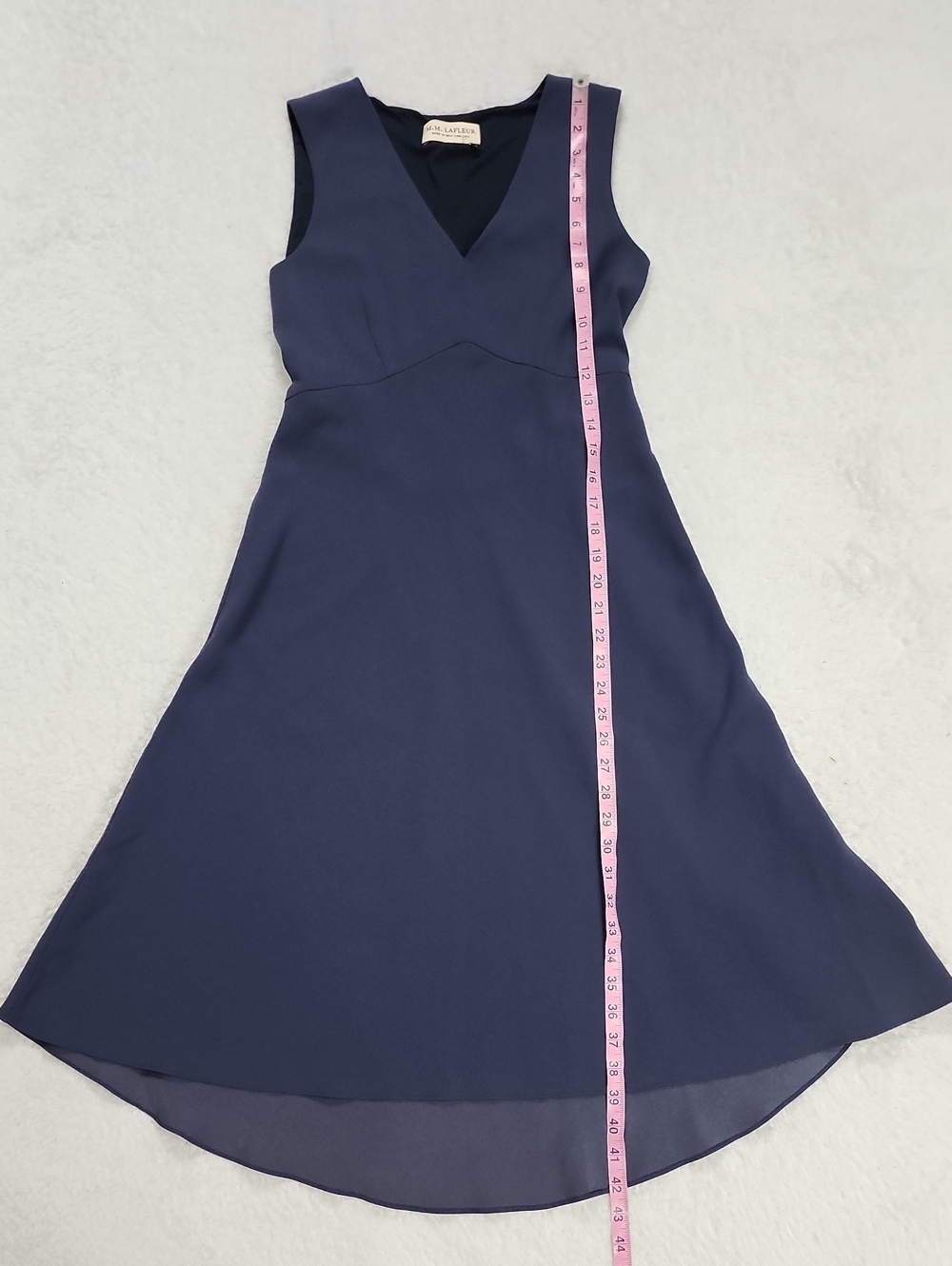 M.M. Lafleur Navy Sleevless V-Neck Midi Dress With Pockets - Picture 3 of 7